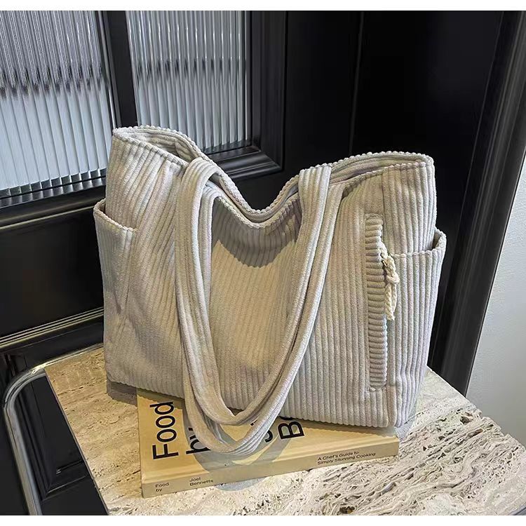 Sac Cabas Velours Côtelé Femme Grande Capacité – Tote Bag Casual Tendance