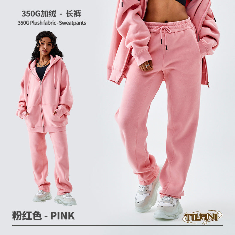 Tilani Men's Sweatshirt Cross-Border Casual Sports Suit Fashionable Pure Color Sweatshirt for Men and Women Simple Zipper Hoodie