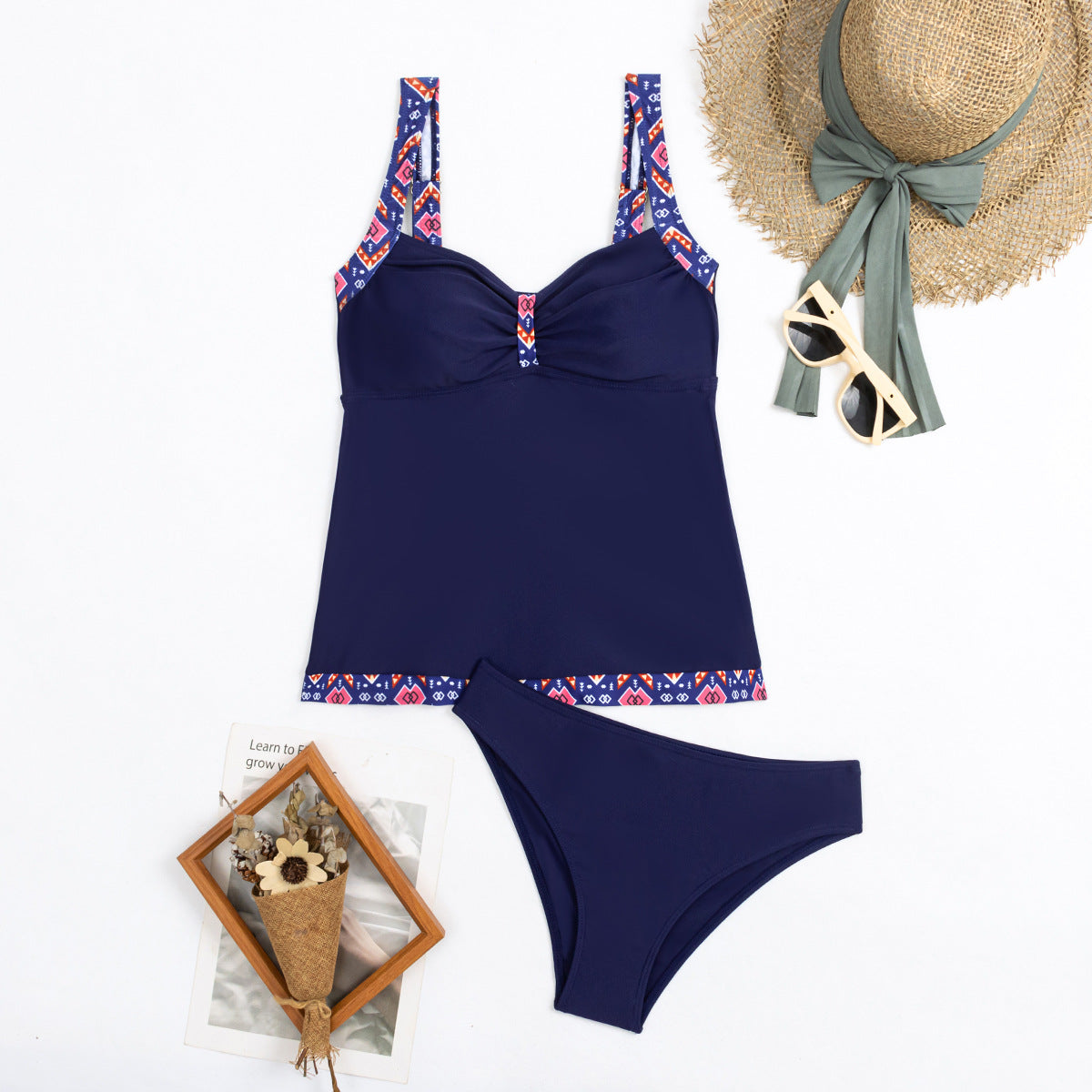 Tankini Femme Deux Pièces – Bretelles, Couleur Unie, Style Européen