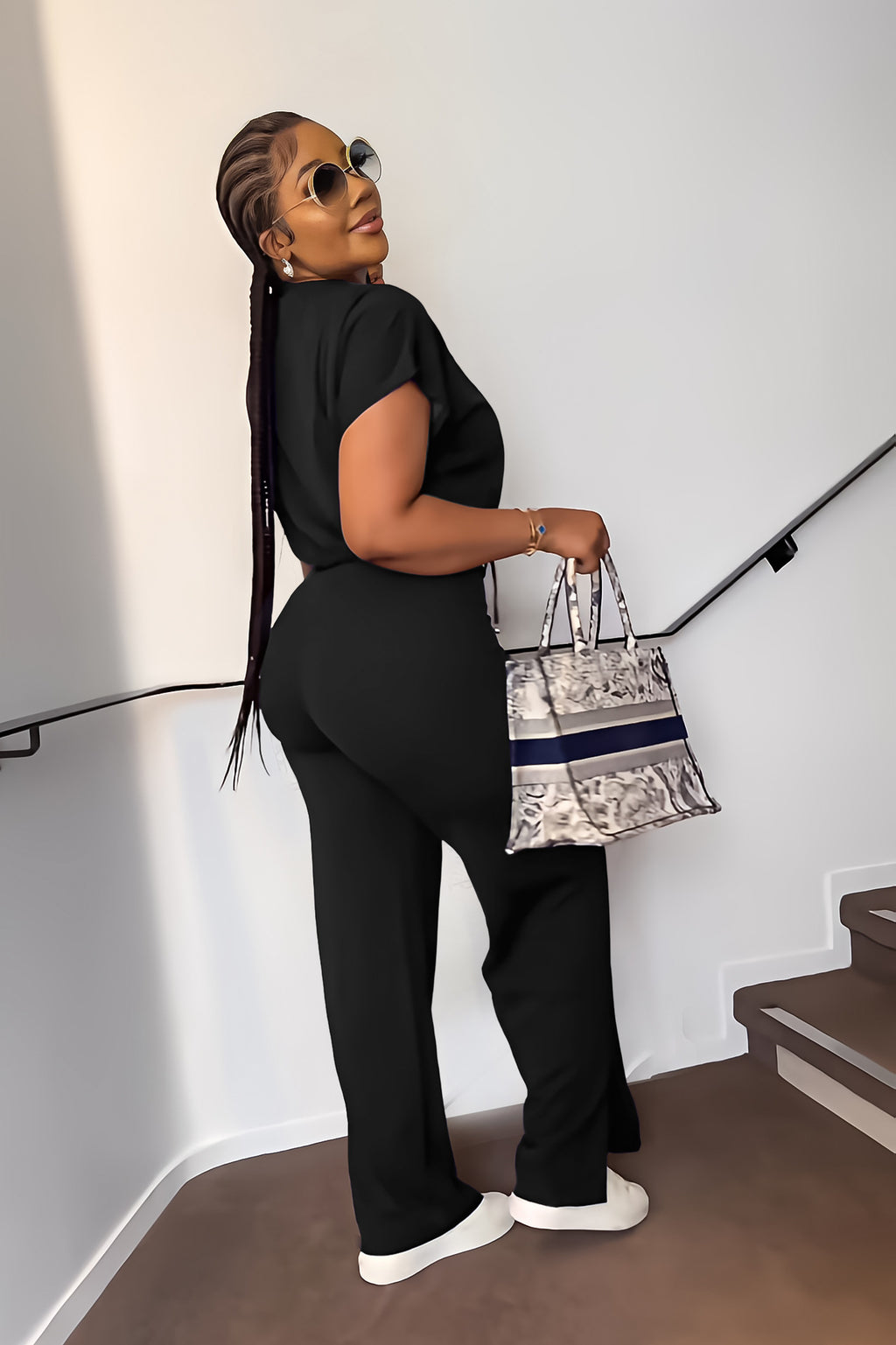 Ensemble Deux Pièces Femme – Top Cordon & Pantalon Taille Haute Fendu, Été