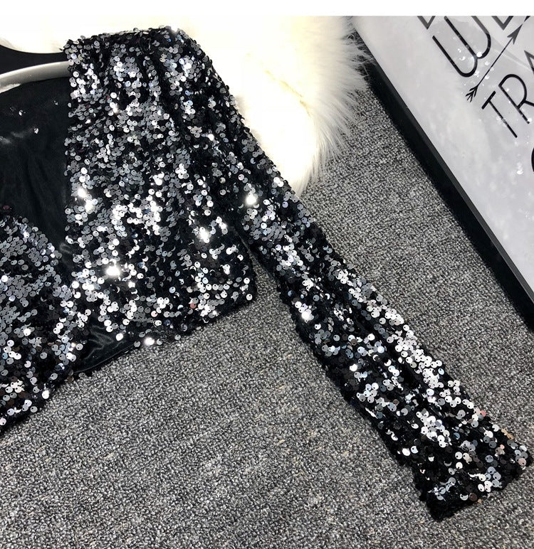 European Station All-match Short Edition Sequins Small Suit BINGBING Beaded Waistcoat Jazz Performance Suit