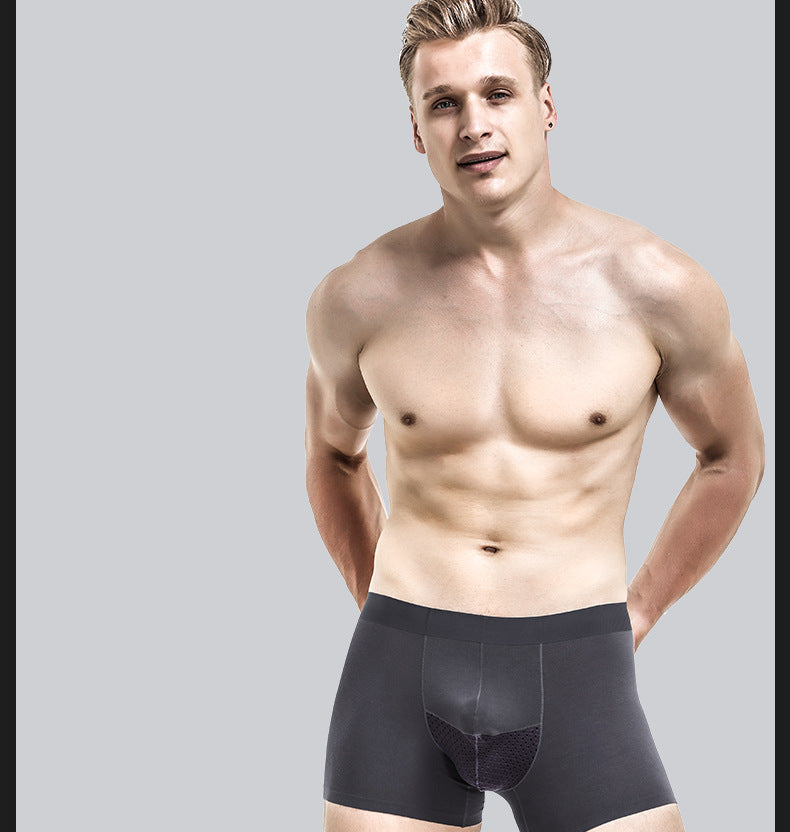 Men's Bullet-Style Spermatic Cord Separation Underwear, Ice Silk Pouch Boxer Briefs for Varicose Veins, Thin Style