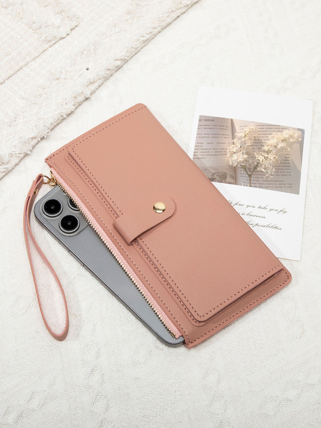 New Multifunctional Ultra-thin Women's Long Wallet Fashionable Folding Zipper Buckle Clutch Solid Color Portable Coin Purse