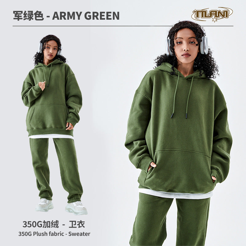 Ensemble Jogging Polaire Homme Femme – Sweat Capuche 350g, Couleur Unie, Chaud