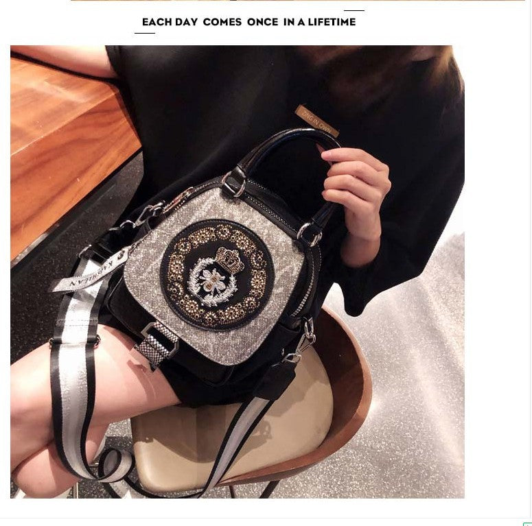 Super Hot Hot Rhinestone Backpack Women's 2025 New Fashion Women's Backpack High-end Genuine Leather Crossbody Bag Light Luxury