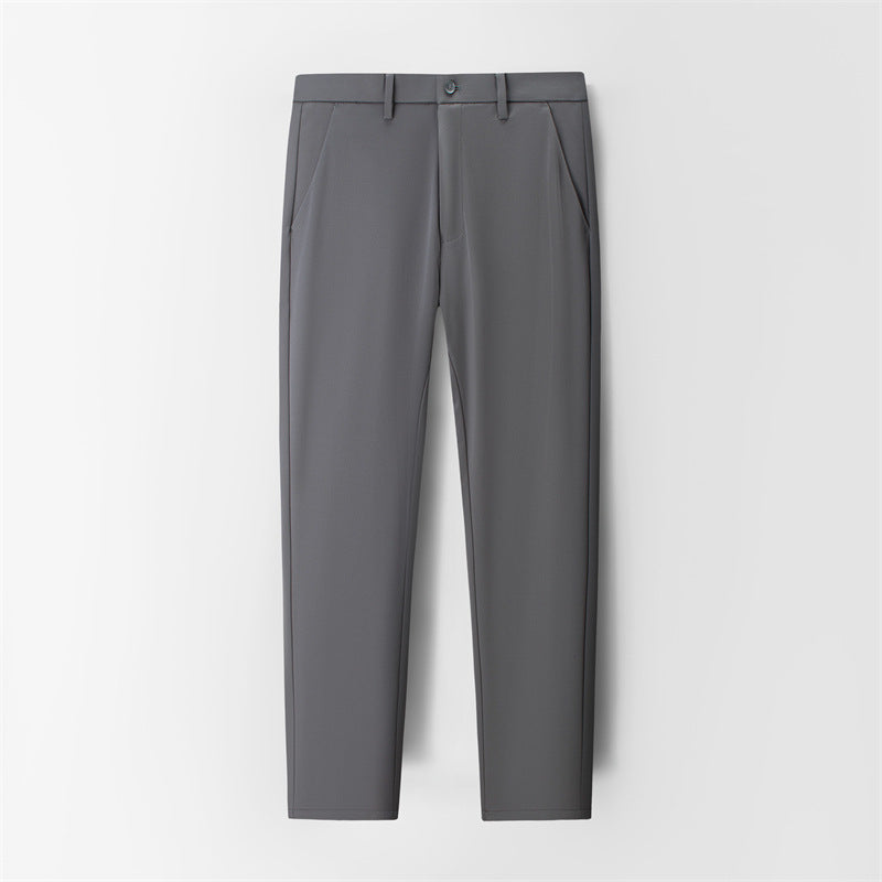 Men's Casual Pants with Mulberry Silk, Ice-Feel Business Commuter Trousers, Summer New High-End Wrinkle-Free Straight-Leg Pants
