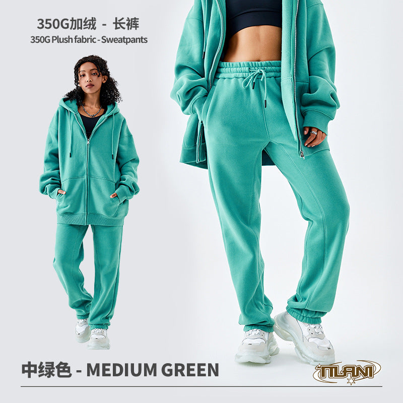 Ensemble Jogging Sweat Zippé Capuche Couleur Unie – Homme & Femme, Casual Sport