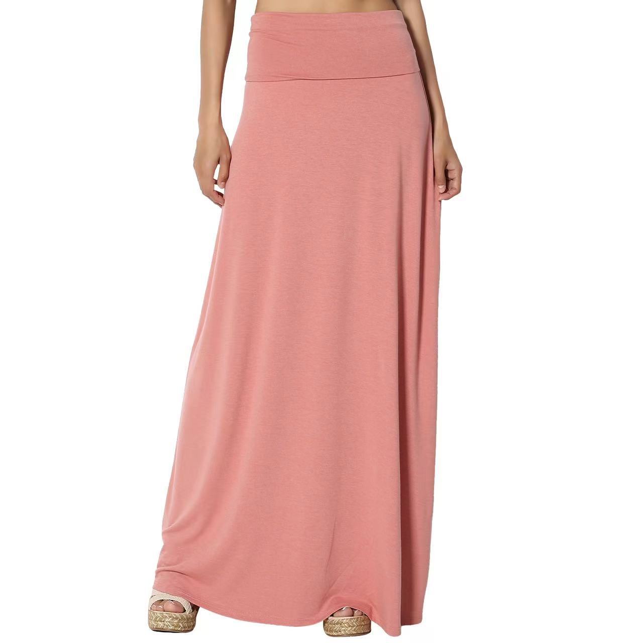 Jupe Longue Taille Haute Femme – Coton Confortable, Style Casual Élégant