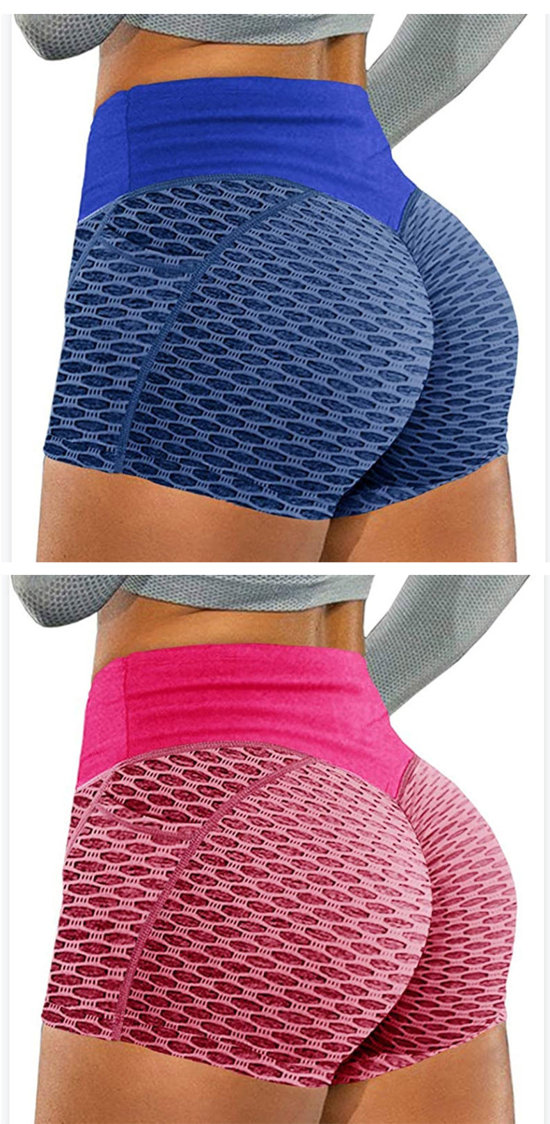 European and American plus size Honeycomb Yoga Shorts Women's Sports Jacquard Triple Pants Honeycomb Pocket Fitness Yoga Shorts