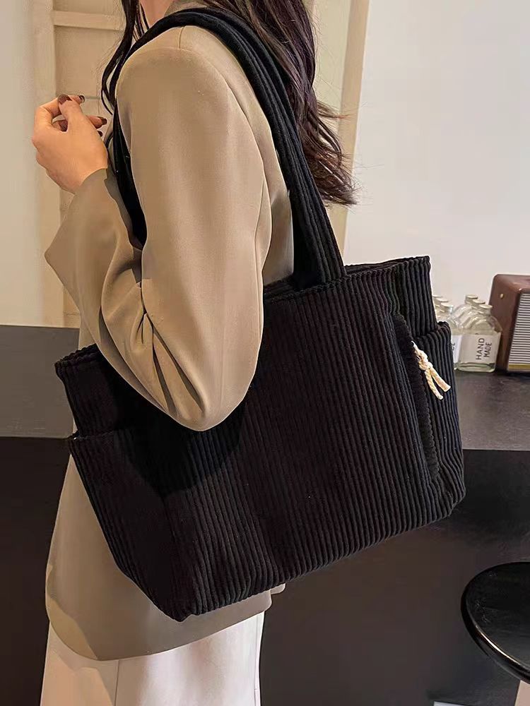 Sac Cabas Velours Côtelé Femme Grande Capacité – Tote Bag Casual Tendance
