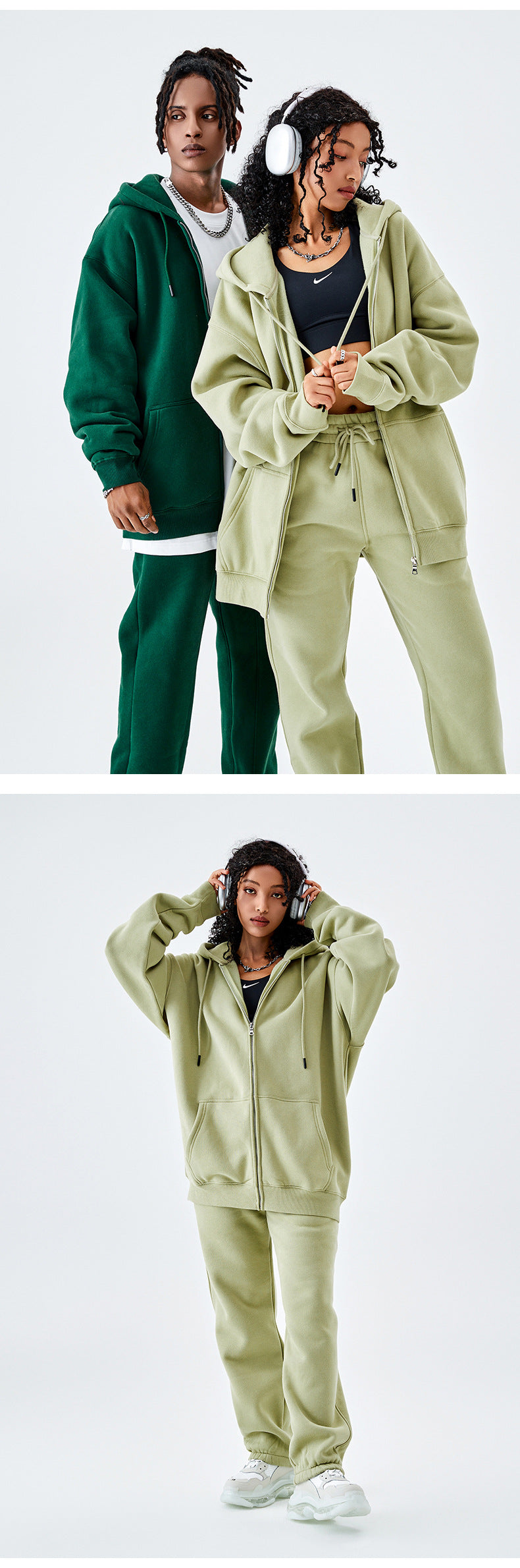 Tilani Men's Sweatshirt Cross-Border Casual Sports Suit Fashionable Pure Color Sweatshirt for Men and Women Simple Zipper Hoodie