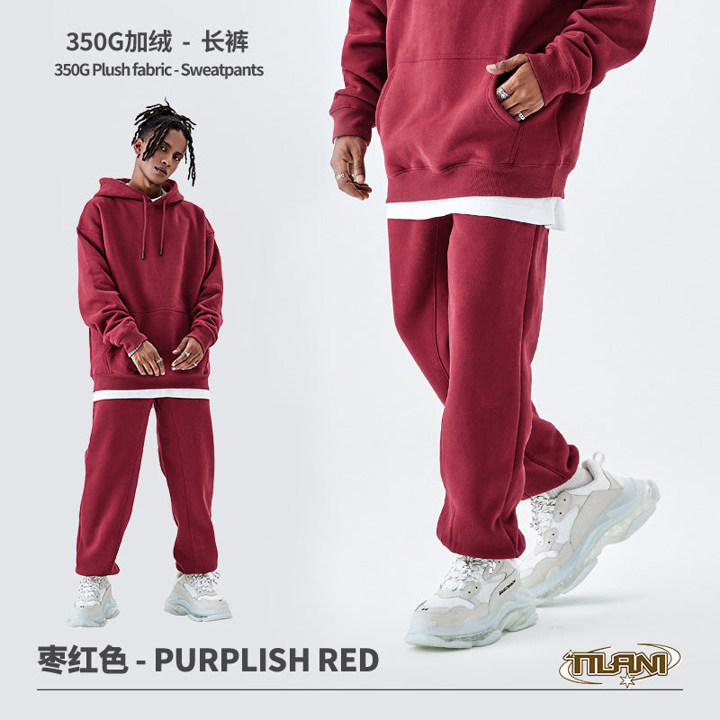 Ensemble Jogging Polaire Homme Femme – Sweat Capuche 350g, Couleur Unie, Chaud