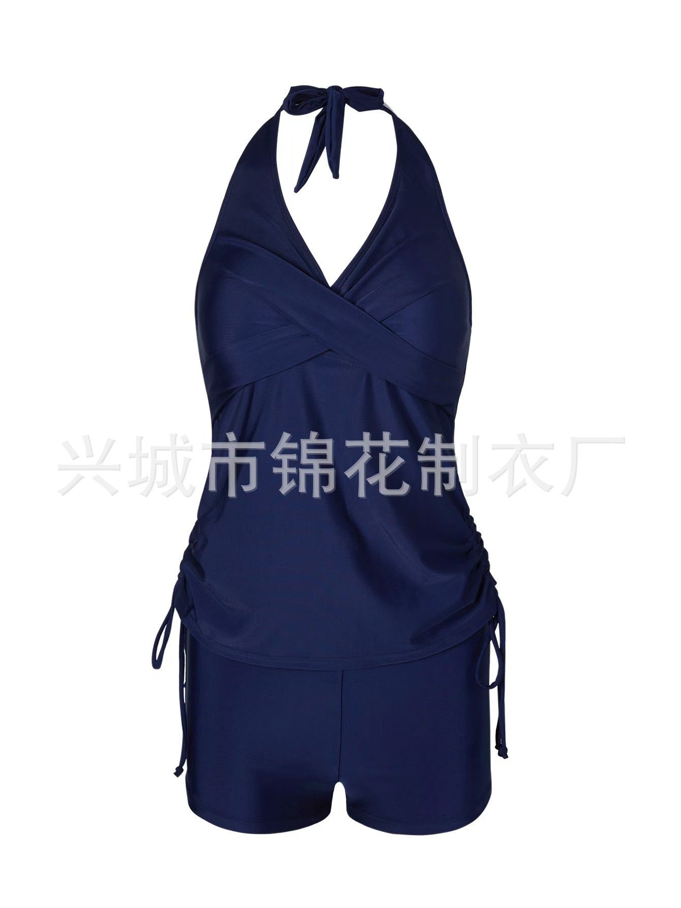 Cross-Border European and American Women's Fashionable High-End Two-Piece Split Hot Spring Resort Swimsuit with Drawstring Swimsuit with Boxer Angle