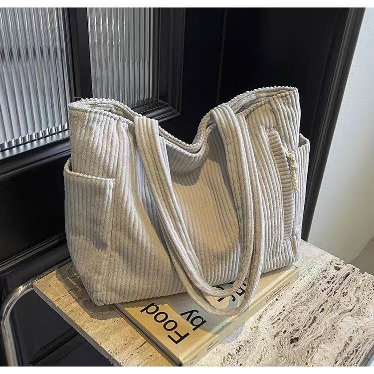 Sac Cabas Velours Côtelé Femme Grande Capacité – Tote Bag Casual Tendance