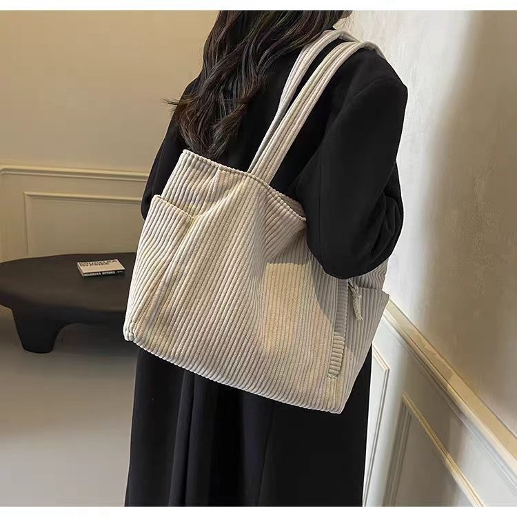Sac Cabas Velours Côtelé Femme Grande Capacité – Tote Bag Casual Tendance
