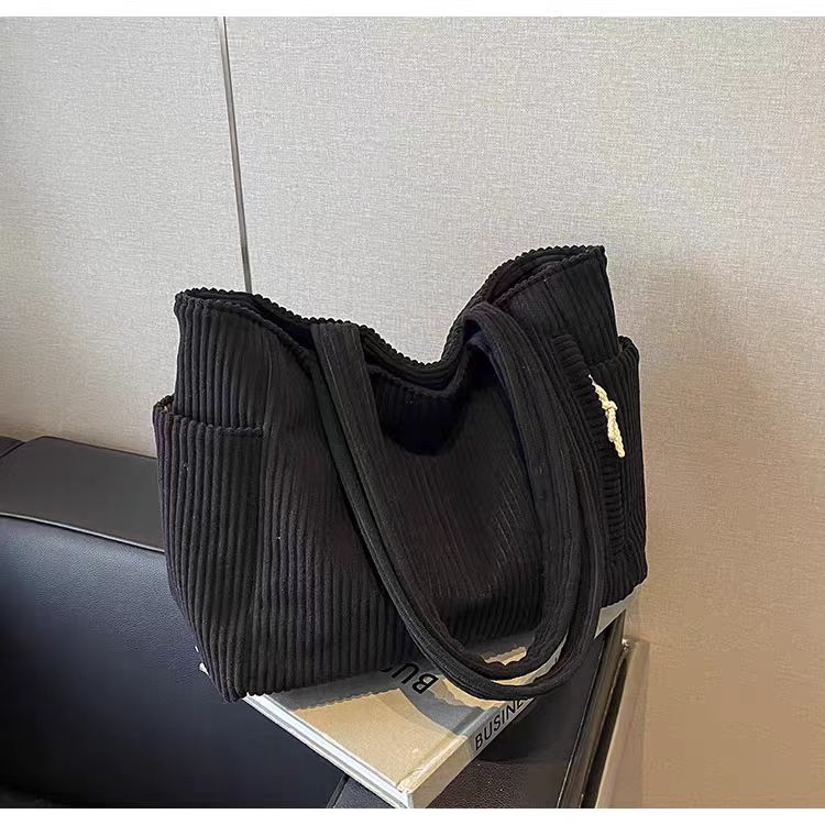 Sac Cabas Velours Côtelé Femme Grande Capacité – Tote Bag Casual Tendance
