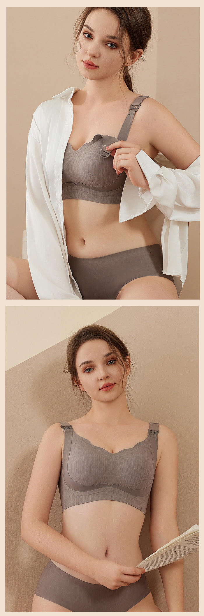 Pregnant Women's Breastfeeding Underwear Gather-up Anti-sagging Pregnancy Lactation Period Non-rims Gathering Para-lactation Postpartum Feeding Bra Thin