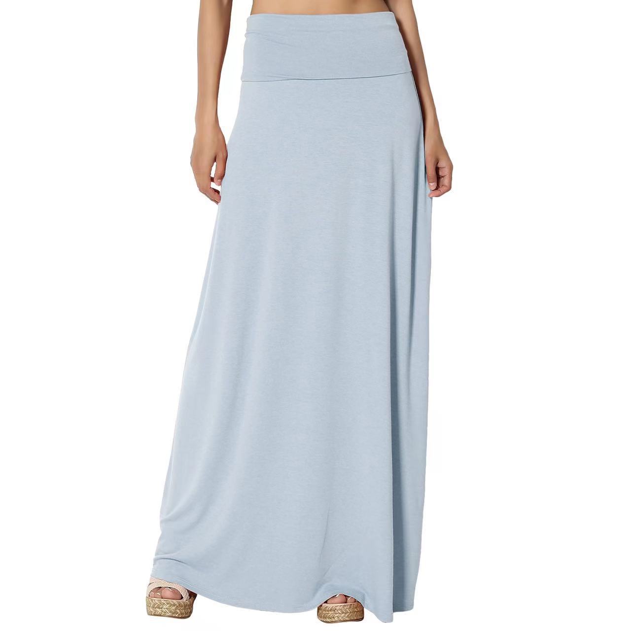 Jupe Longue Taille Haute Femme – Coton Confortable, Style Casual Élégant