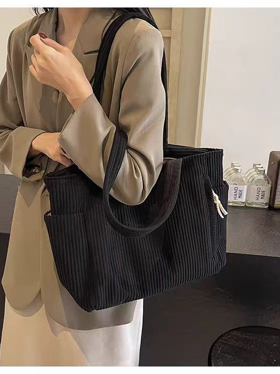 Sac cabas velours côtelé – Grande capacité