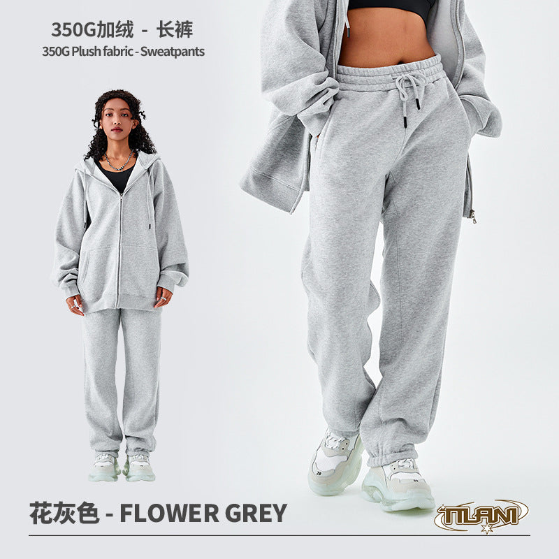 Ensemble Jogging Sweat Zippé Capuche Couleur Unie – Homme & Femme, Casual Sport