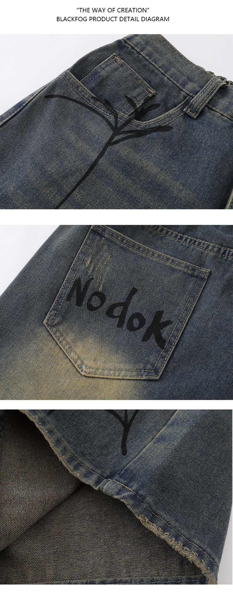 Cross-Border Popular Source | Hand-Painted Spider Denim Shorts Men's Summer Loose Retro Distressed Blue Straight-Leg Trousers