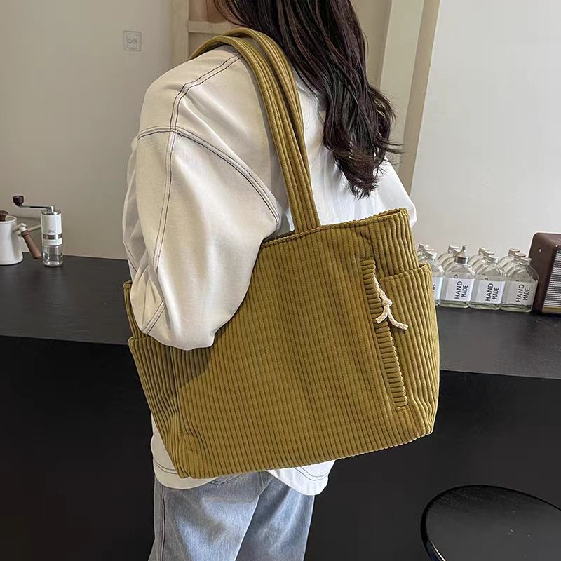 Sac Cabas Velours Côtelé Femme Grande Capacité – Tote Bag Casual Tendance