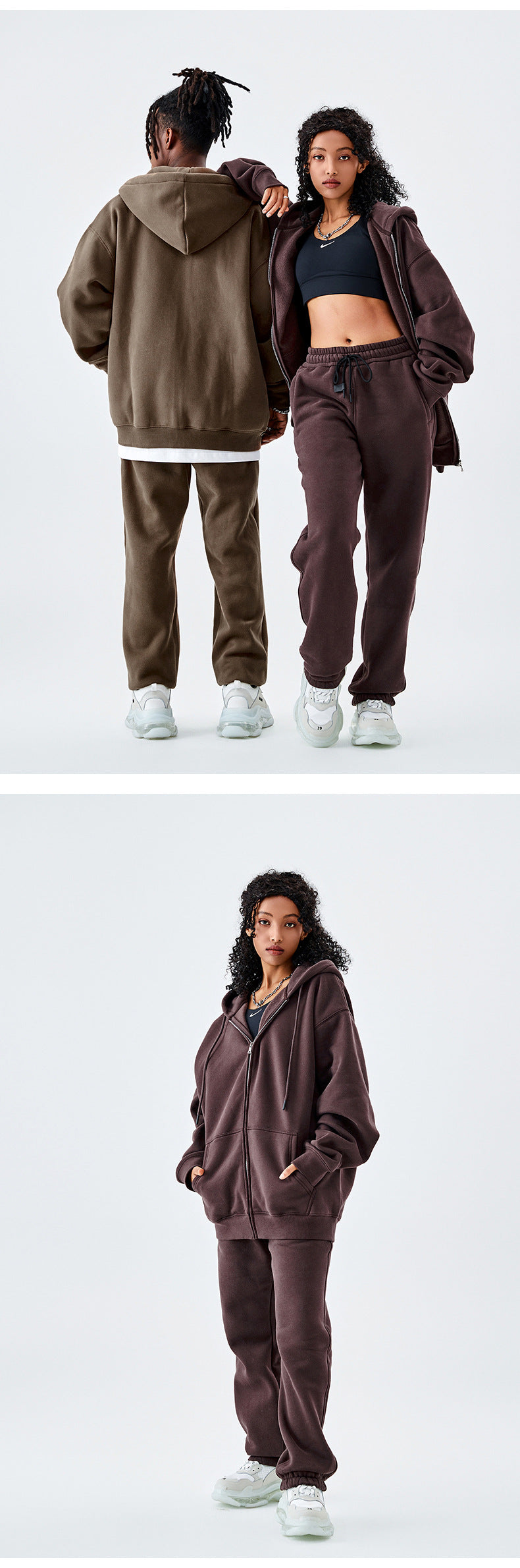Tilani Men's Sweatshirt Cross-Border Casual Sports Suit Fashionable Pure Color Sweatshirt for Men and Women Simple Zipper Hoodie
