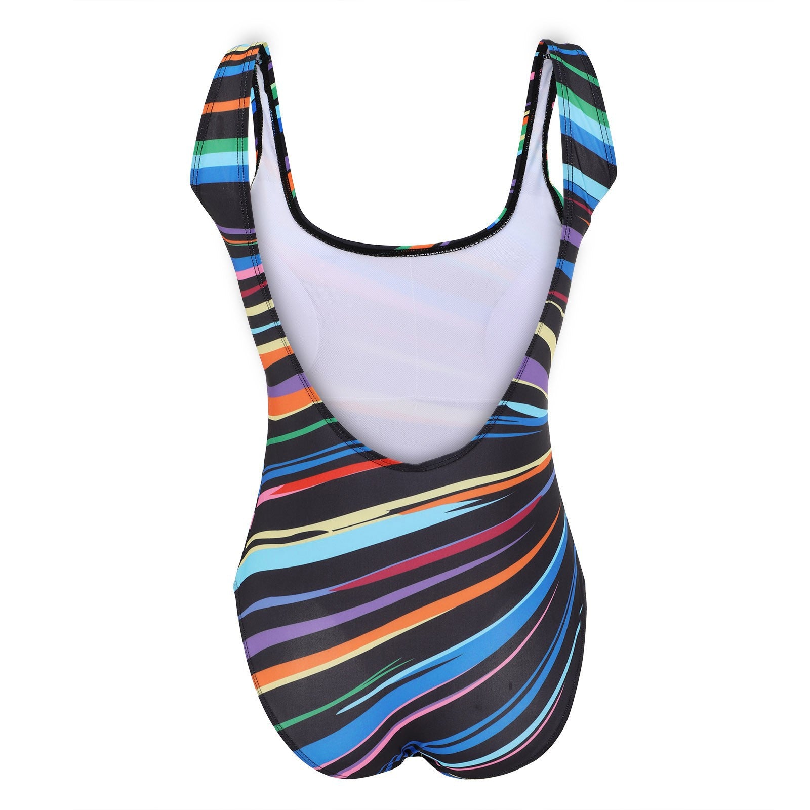 Cross-border new European and American women's one-piece swimsuit plus size plus fat gradient rainbow strip AliExpress bikini swimsuit