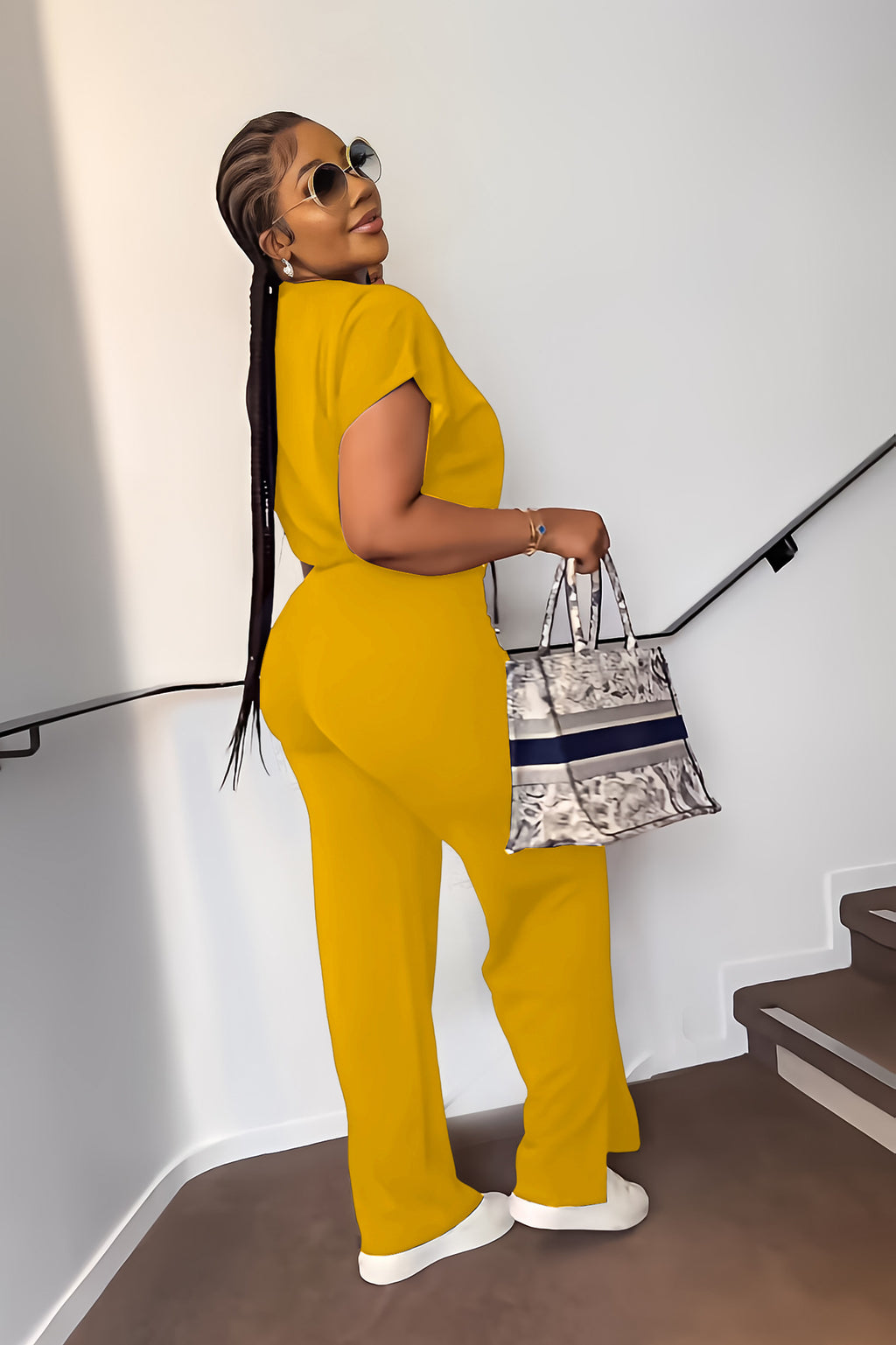 Ensemble Deux Pièces Femme – Top Cordon & Pantalon Taille Haute Fendu, Été