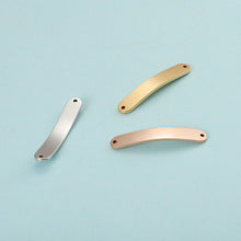 Spot Mirror Stainless Steel Rectangular Double Hole Connector Geometric Glossy Tag Can Be Engraved 1.5*6*35mm