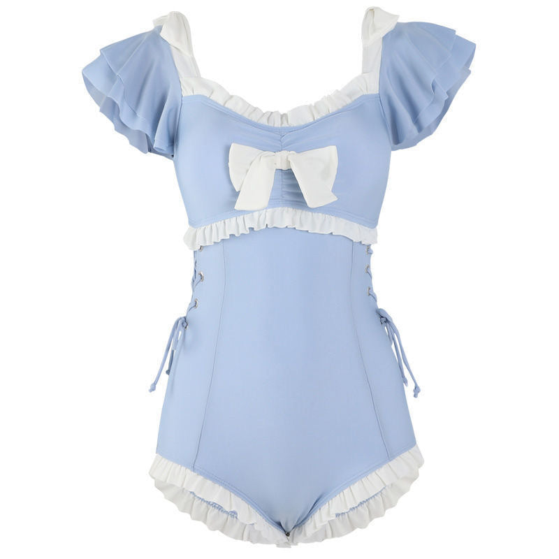 Korean Style Swimsuit Female One-Piece Cute Girl Conservative Belly-Covering Slimming Look Ins Style 2025 New Resort Hot Spring Swimsuit