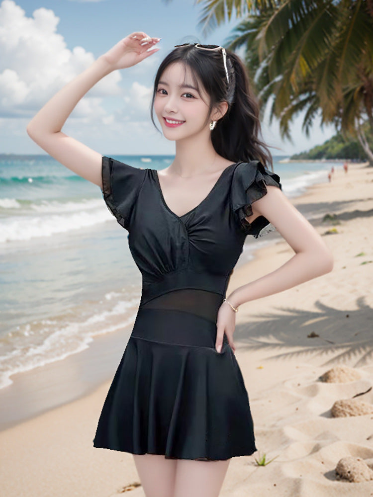 2025 New Swimsuit Women's Summer Ins Style Women's Flesh-Covering One-Piece Conservative Large Size Hot Spring Women's Swimsuit