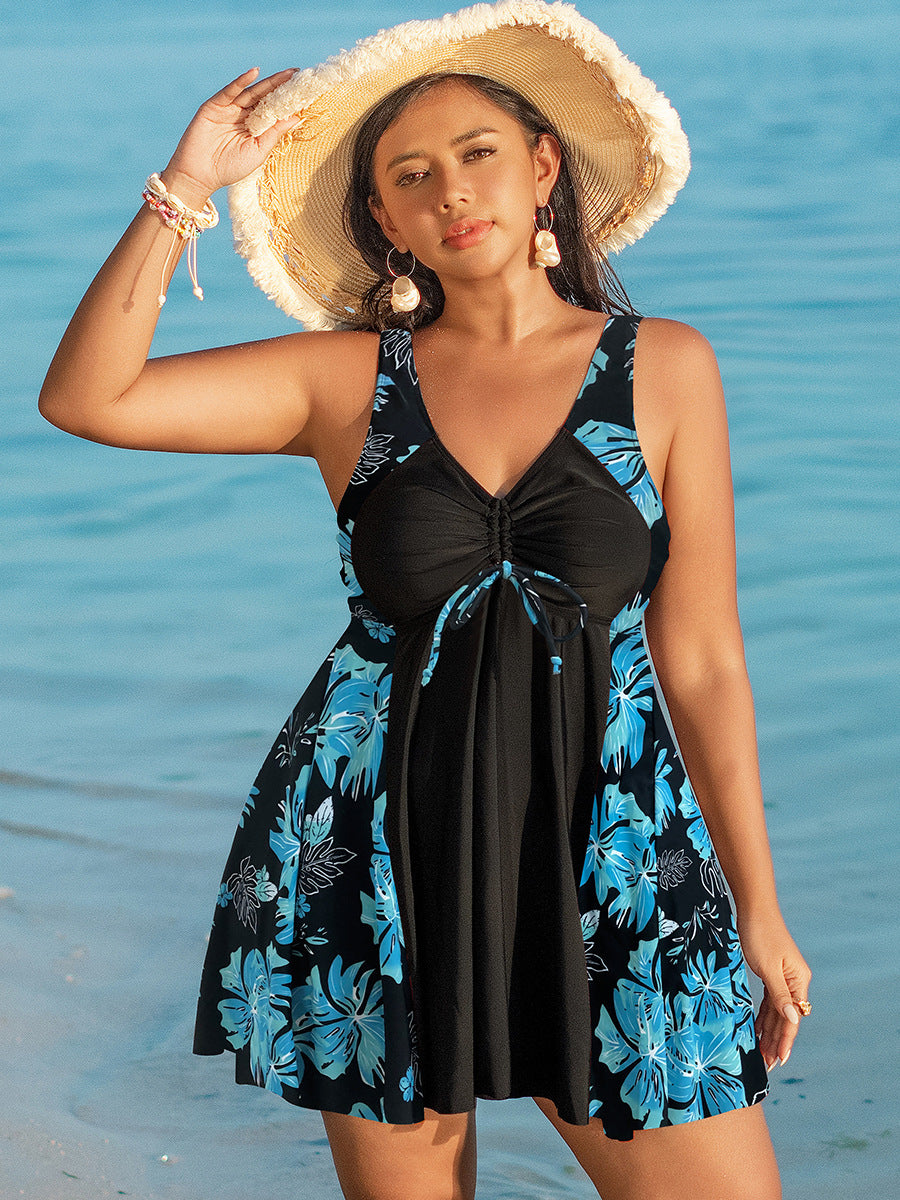 New European and American Style Plus-Size Women's Swimsuit, Conservative Two-Piece Swimwear, in Stock
