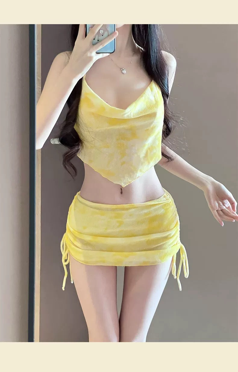 Swimsuit 2025 New Sexy Skirt Bikini Split Three-piece Blouse Slimming Holiday Beach Spa