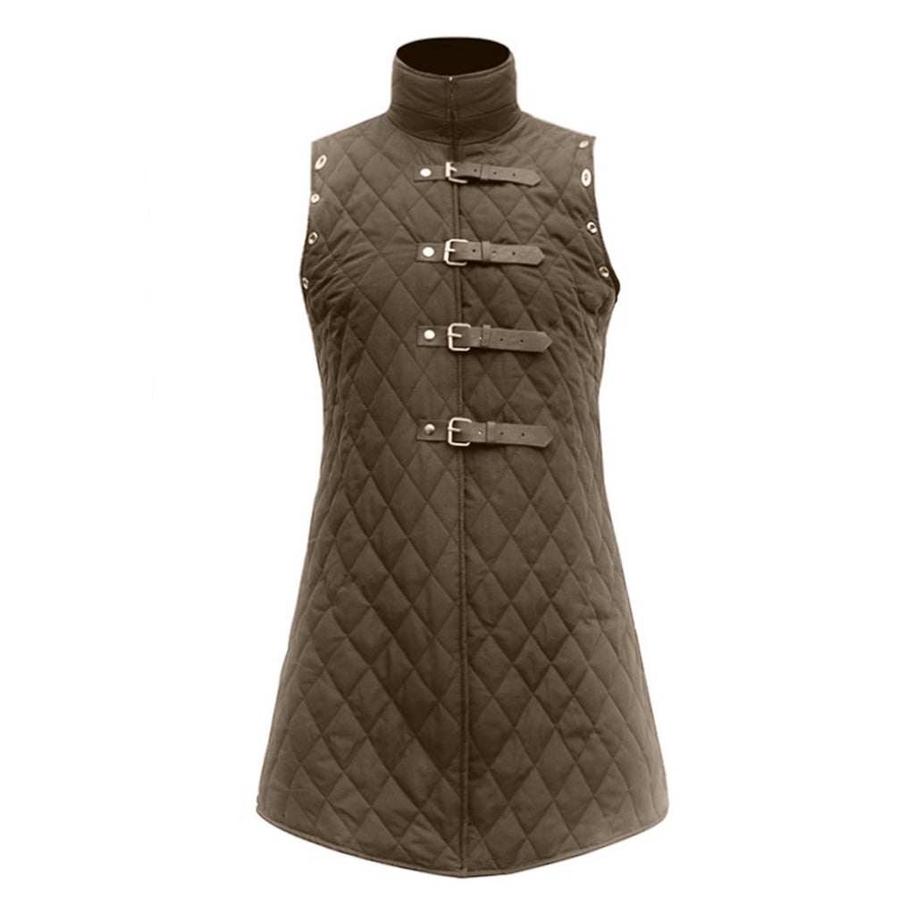 Cross Border Men's Cotton Vest 2025 Medieval Armor Retro Cotton Coat Sleeveless Rivet Belt Buckle Pirate Station Collar Clip