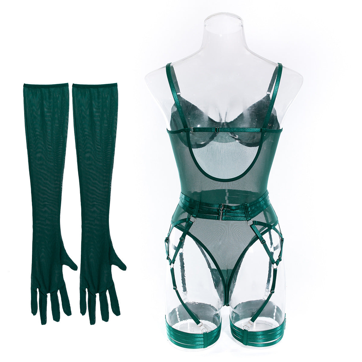 Lingerie Sexy Trois Pièces Dentelle avec Gants – Bralette, Culotte & Gants