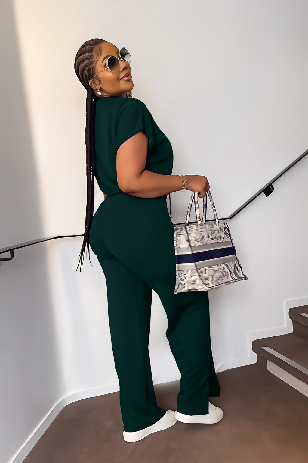 Ensemble Deux Pièces Femme – Top Cordon & Pantalon Taille Haute Fendu, Été