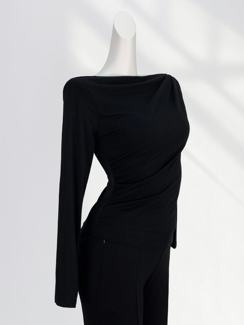 T-Shirt Femme Épaules Dénudées Manches Longues – Modal Doux, Coupe Ample