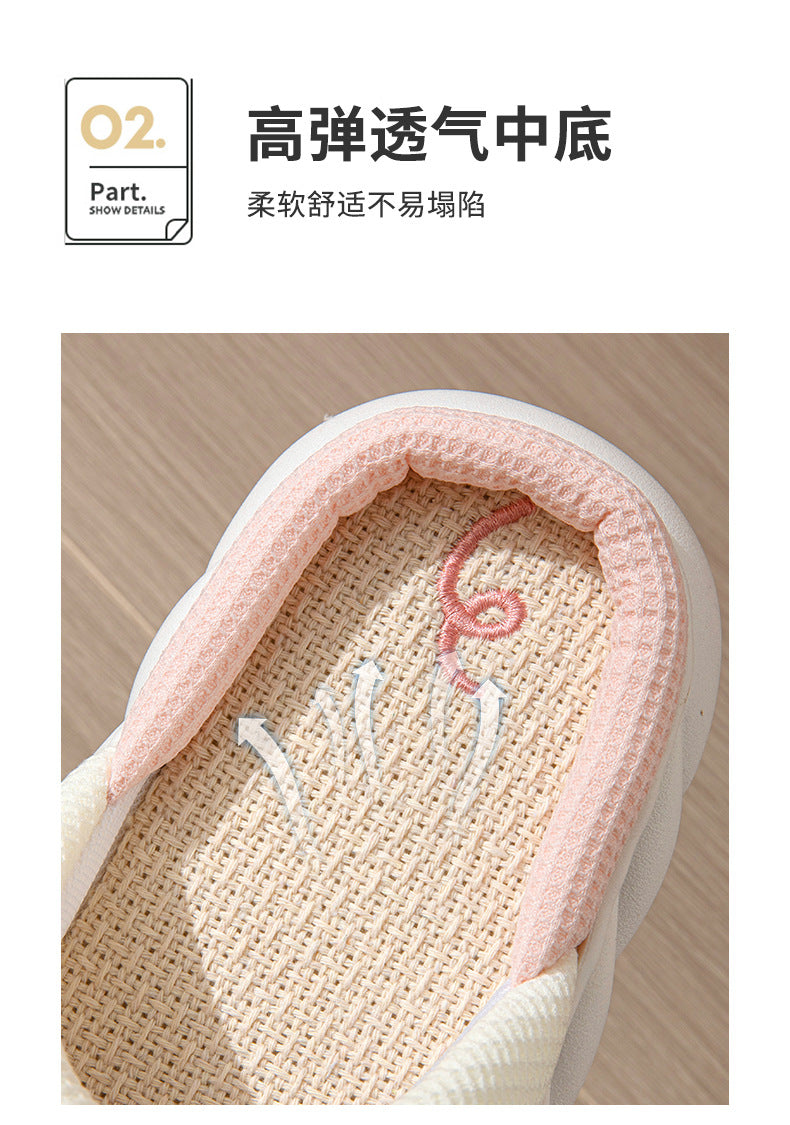 Cross-border Foreign Trade Tail Pig Cute Men and Women Couple Universal Open Toe Linen Cotton Linen Slippers