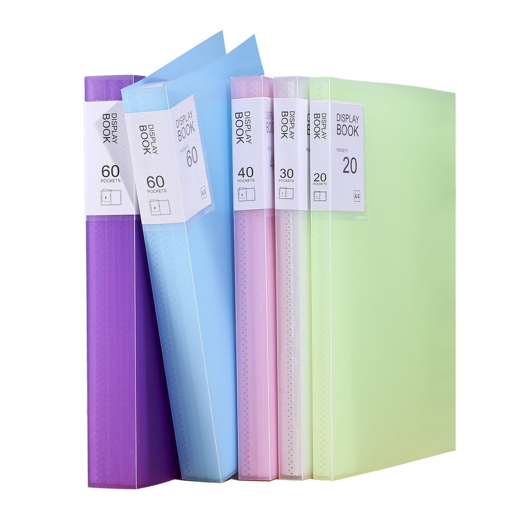 Chemise Porte-Documents A4 Transparente – Couleurs Bonbon, 20 à 100 Pages