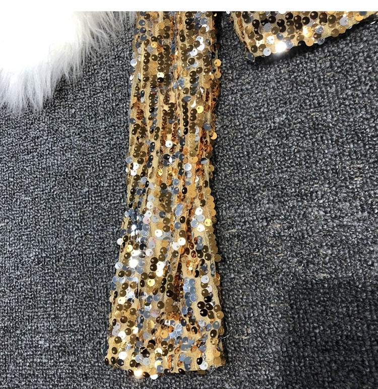 European Station All-match Short Edition Sequins Small Suit BINGBING Beaded Waistcoat Jazz Performance Suit