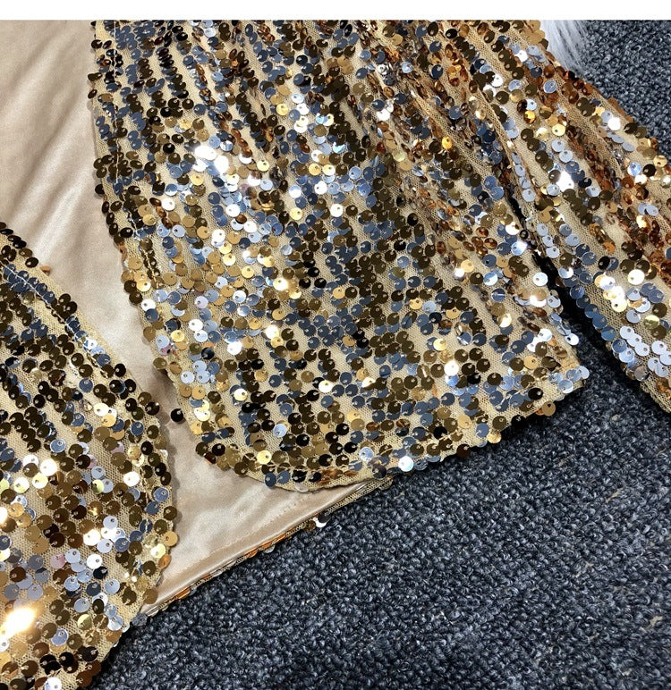 European Station All-match Short Edition Sequins Small Suit BINGBING Beaded Waistcoat Jazz Performance Suit