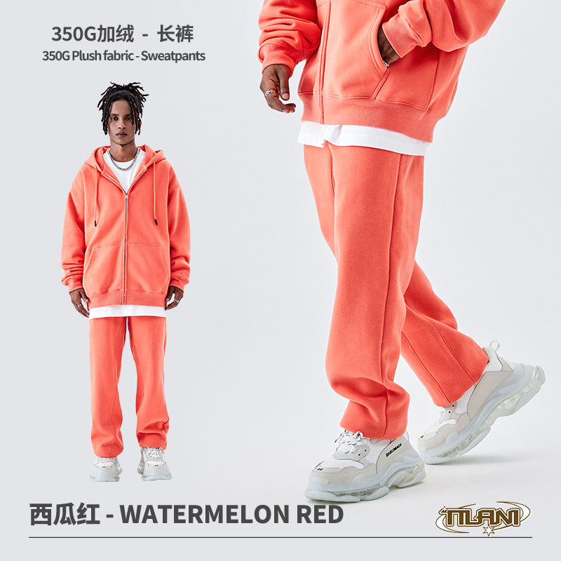 Tilani Men's Sweatshirt Cross-Border Casual Sports Suit Fashionable Pure Color Sweatshirt for Men and Women Simple Zipper Hoodie