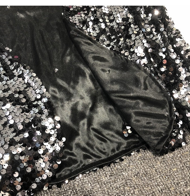European Station All-match Short Edition Sequins Small Suit BINGBING Beaded Waistcoat Jazz Performance Suit