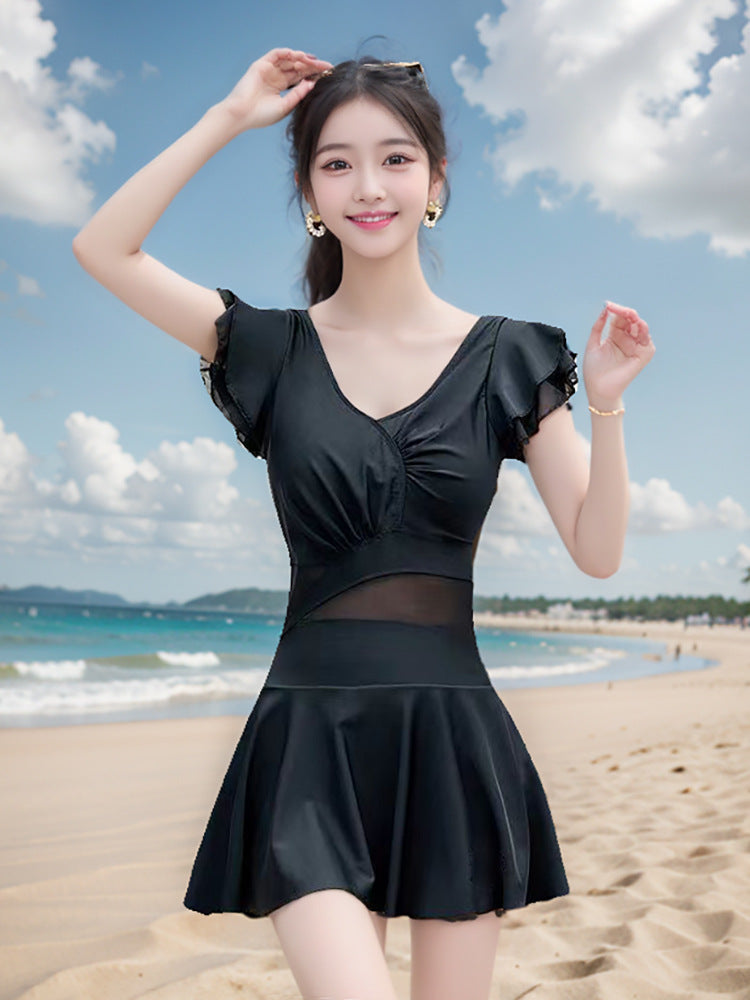 2025 New Swimsuit Women's Summer Ins Style Women's Flesh-Covering One-Piece Conservative Large Size Hot Spring Women's Swimsuit