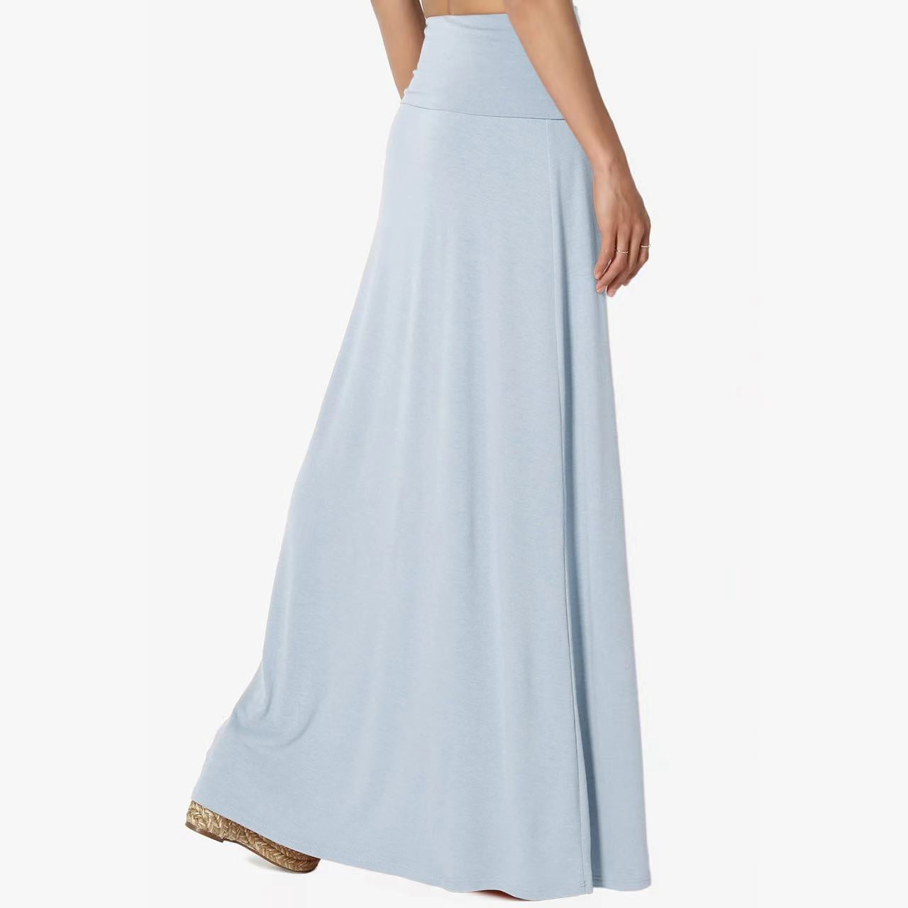 Jupe Longue Taille Haute Femme – Coton Confortable, Style Casual Élégant