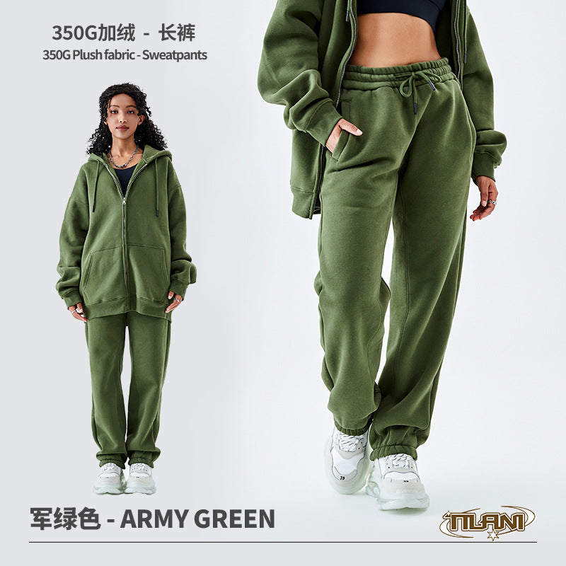 Tilani Men's Sweatshirt Cross-Border Casual Sports Suit Fashionable Pure Color Sweatshirt for Men and Women Simple Zipper Hoodie
