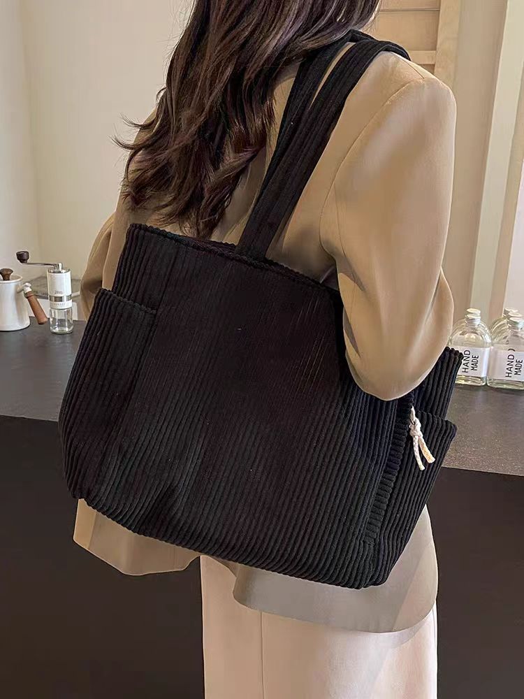 Sac Cabas Velours Côtelé Femme Grande Capacité – Tote Bag Casual Tendance