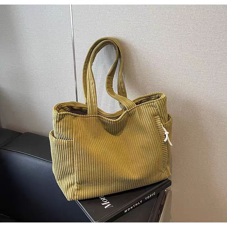 Sac Cabas Velours Côtelé Femme Grande Capacité – Tote Bag Casual Tendance