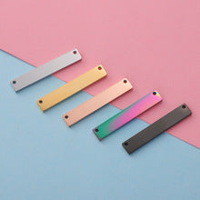 Spot Mirror Stainless Steel Rectangular Double Hole Connector Geometric Glossy Tag Can Be Engraved 1.5*6*35mm